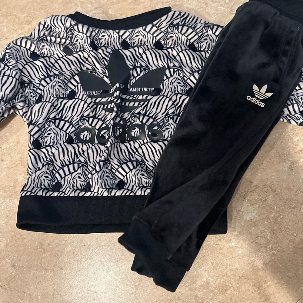 Adidas Black and White Zebra Print Set